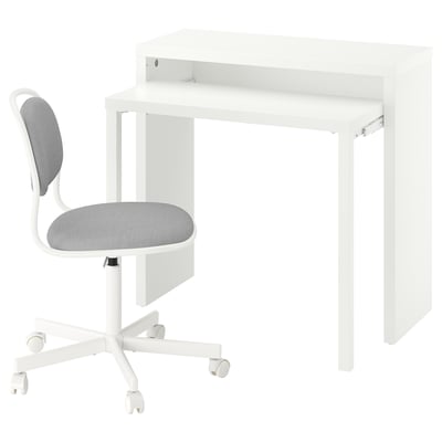 LÄNGDHOPP / ÖRFJÄLL Bureau et chaise, blanc/gris clair