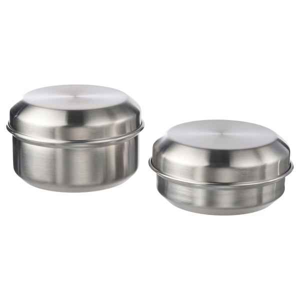 LÄTTUGGAD Boîte à en-cas, lot de 2, acier inoxydable
