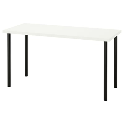 LAGKAPTEN / ADILS Bureau, blanc/noir, 140x60 cm