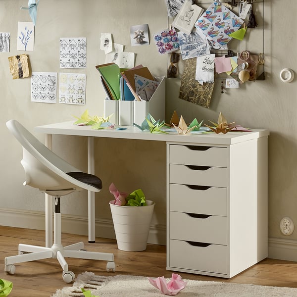 LAGKAPTEN / ALEX Bureau, blanc, 120x60 cm