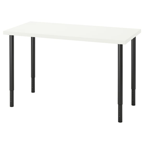 LAGKAPTEN / OLOV Bureau, blanc/noir, 120x60 cm