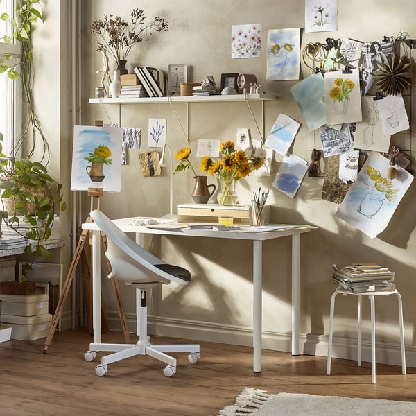 LAGKAPTEN / OLOV Bureau, blanc, 120x60 cm