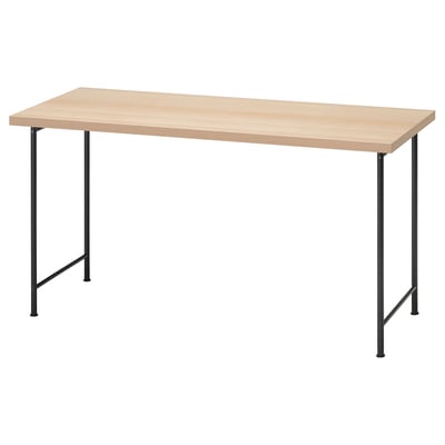 LAGKAPTEN / SPÄND Bureau, effet chêne blanchi/noir, 140x60 cm