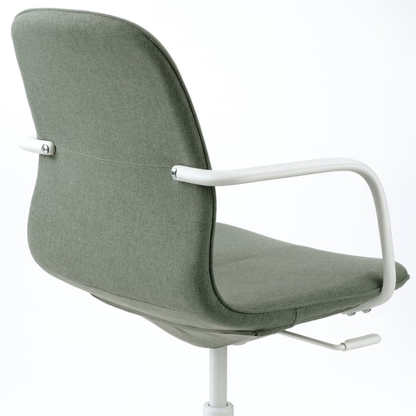 LÅNGFJÄLL Chaise conférence av accoudoirs, Gunnared vert gris/blanc