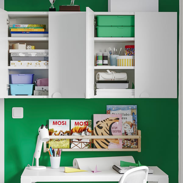 LASTARE Combinaison rangement murale, blanc/avec 2 tablettes, 60x32x60 cm