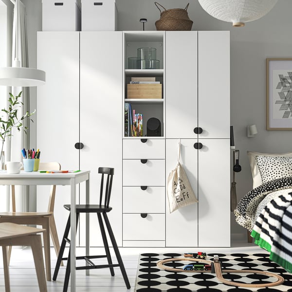 LASTARE Commode 4 tiroirs, blanc, 40x42x100 cm