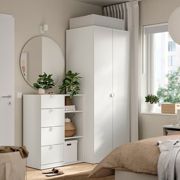 LASTARE Commode 4 tiroirs, blanc, 40x42x100 cm