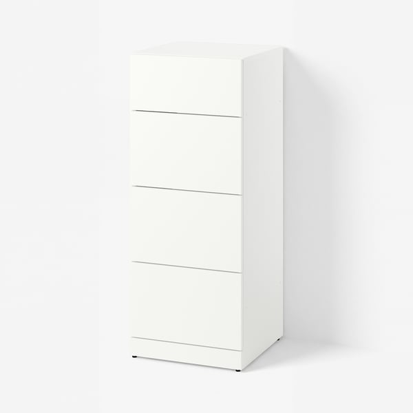 LASTARE Commode 4 tiroirs, blanc, 40x42x100 cm