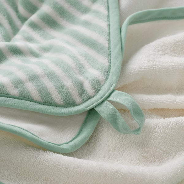 LEN Cape de bain bébé, blanc bleu/motif rayé, 80x80 cm