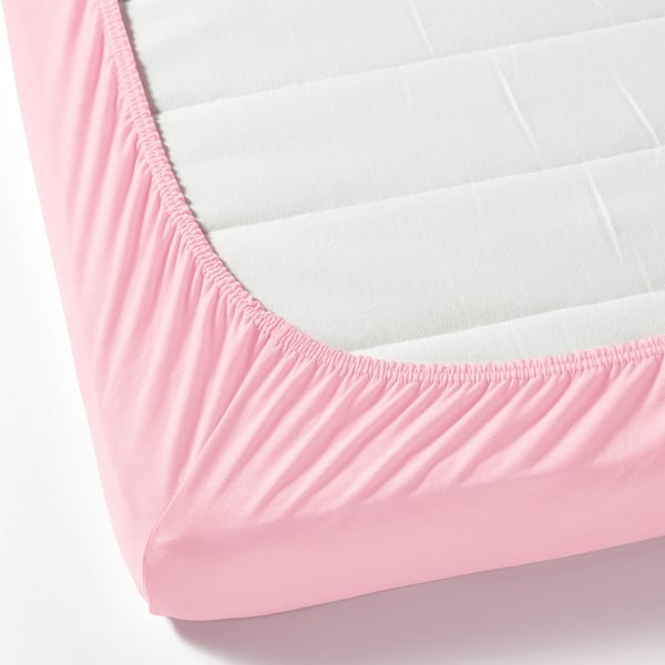 LEN Drap housse, rose, 80x130 cm