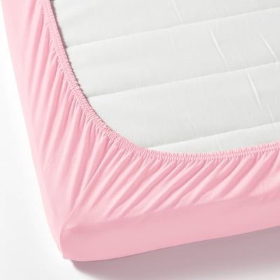 LEN Drap housse, rose, 80x130 cm