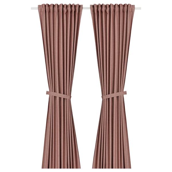 LENDA Rideaux+embrasses, 2 pcs, rouille/ruflette, 140x300 cm