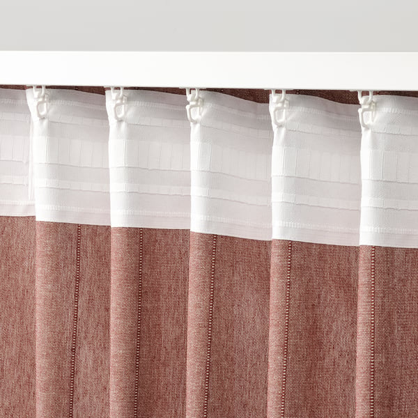LENDA Rideaux+embrasses, 2 pcs, rouille/ruflette, 140x300 cm