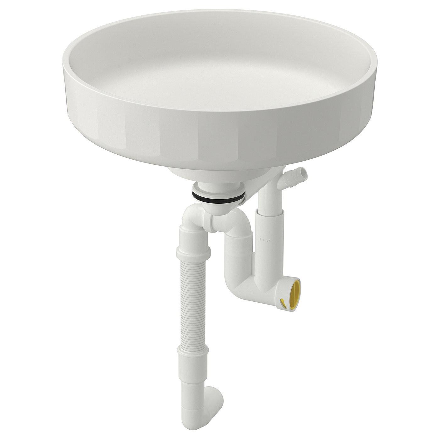 LERSJÖN Lavabo intégré avec siphon, blanc, 38x14 cm
