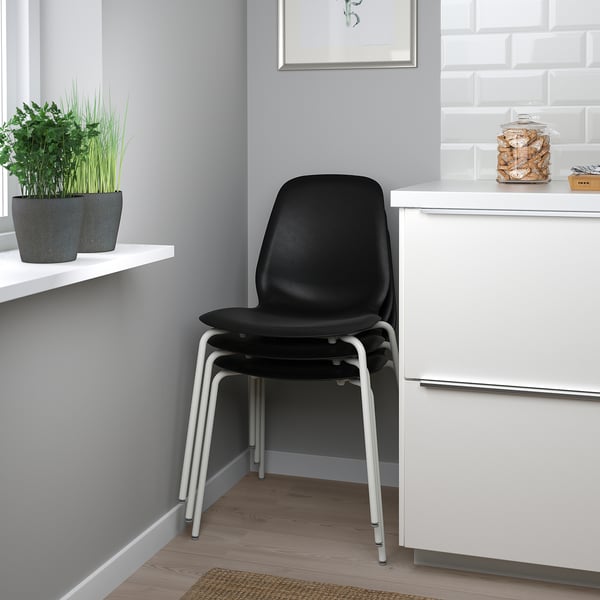LIDÅS Chaise, noir/Sefast blanc