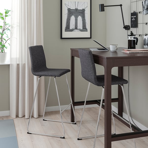 LILLÅNÄS Tabouret de bar, chromé/Gunnared gris foncé, 76 cm