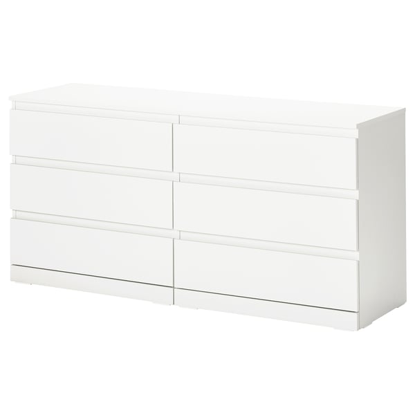 LILLBERGET Commode 6 tiroirs, blanc, 140x43x68 cm