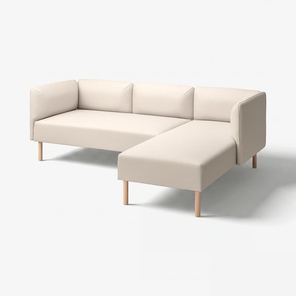 LILLEHEM Canapé modulable 3 pl + méridienne, Vissle/beige bois