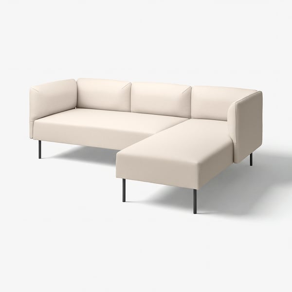 LILLEHEM Canapé modulable 3 pl + méridienne, Vissle/beige métal