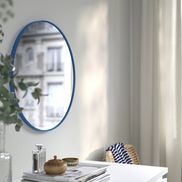 LINDBYN Miroir, bleu, 50 cm