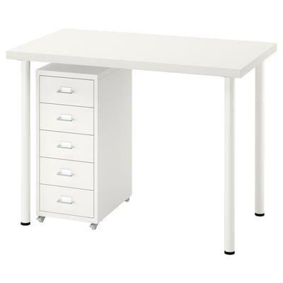 LINNMON/ADILS / HELMER Bureau+combinaison de rangement, blanc