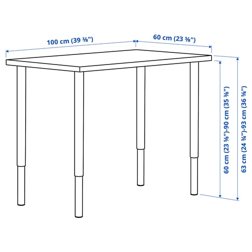 LINNMON / OLOV Bureau, blanc, 100x60 cm
