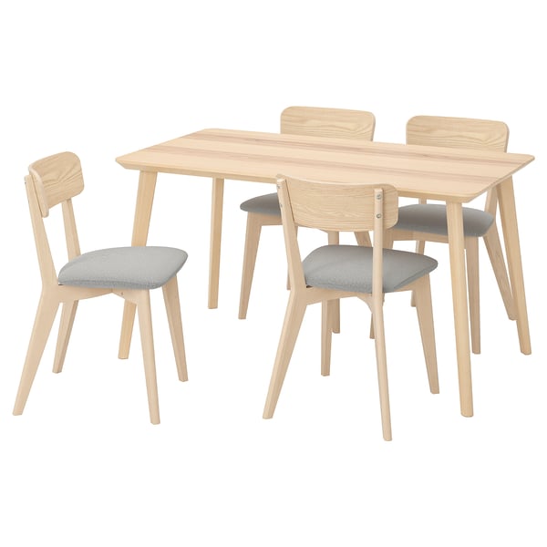 LISABO / LISABO Table et 4 chaises, frêne/Tallmyra blanc/noir, 140x78 cm