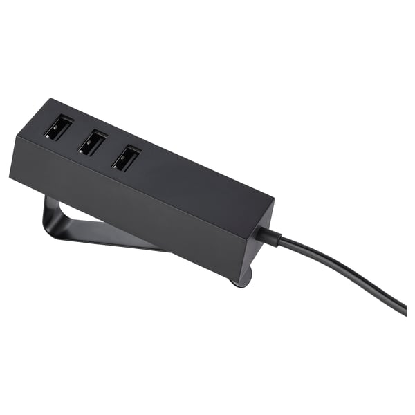 LÖRBY Chargeur USB avec pince, noir