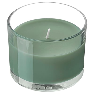 LOTSFÅGEL Bougie parfumée dans verre, Feuille de figuier vert, 20 hr