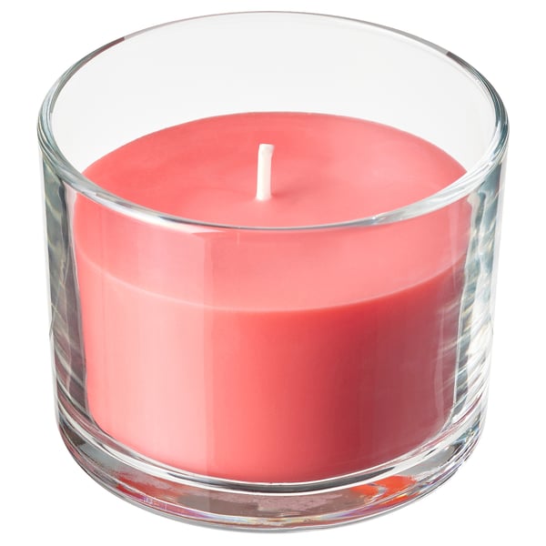 LOTSFÅGEL Bougie parfumée dans verre, pastèque rose vif, 20 hr