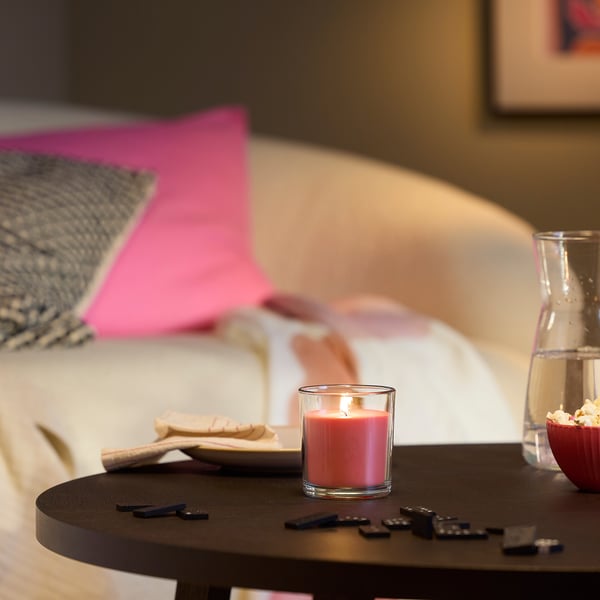 LOTSFÅGEL Bougie parfumée dans verre, pastèque rose vif, 40 hr