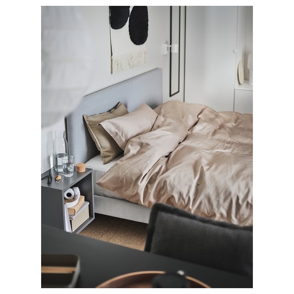 LUKTJASMIN Housse de couette et 1 taie, gris-beige, 150x200/50x60 cm