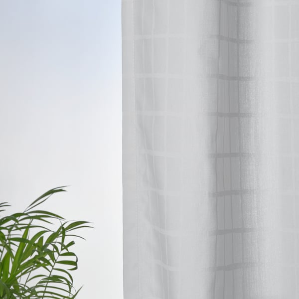 MÄSTERROT Rideaux, 2 pièces, blanc blanc/grille ruflette, 145x300 cm