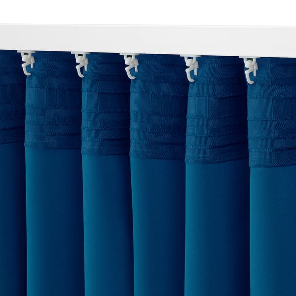 MAJGULL Rideaux occultants, 2 pièces, bleu foncé/ruflette, 145x300 cm