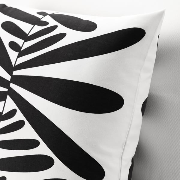 MAJSMOTT Housse de coussin, blanc cassé/noir, 50x50 cm