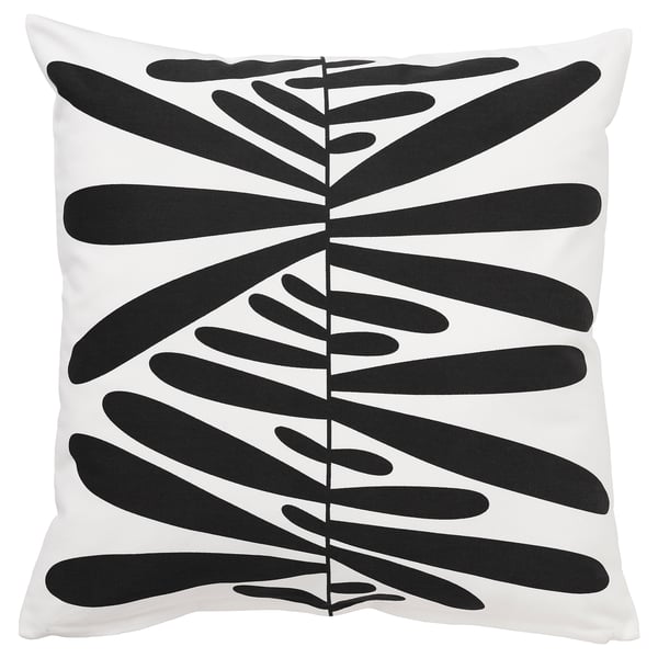 MAJSMOTT Housse de coussin, blanc cassé/noir, 50x50 cm