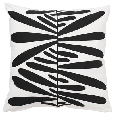 MAJSMOTT Housse de coussin, blanc cassé/noir, 50x50 cm