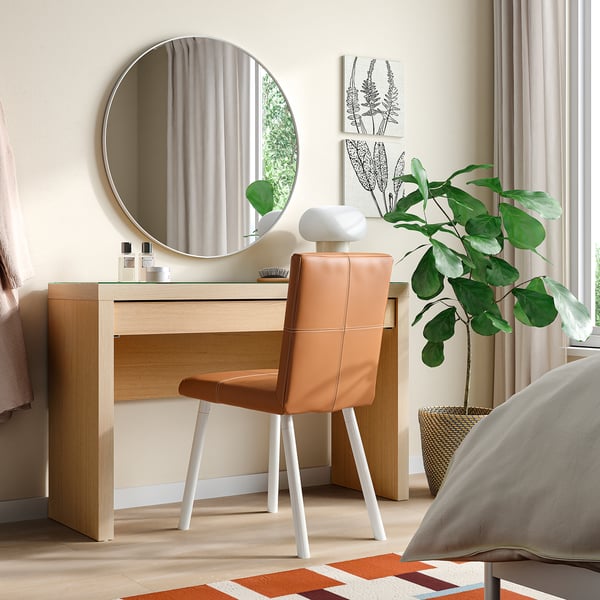 MALM Coiffeuse, plaqué chêne blanchi, 120x41x78 cm