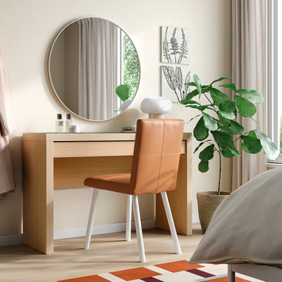 MALM Coiffeuse, plaqué chêne blanchi, 120x41x78 cm