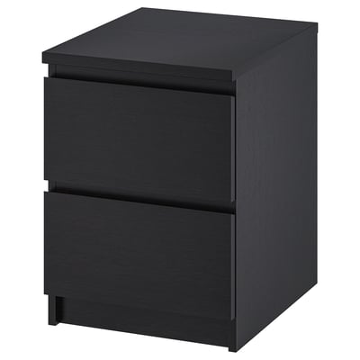 MALM Commode 2 tiroirs, brun noir, 40x55 cm