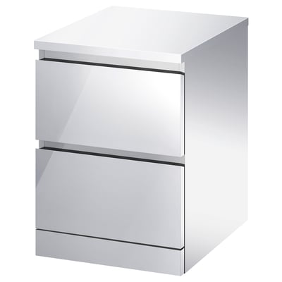 MALM Commode 2 tiroirs, effet miroir, 40x55 cm
