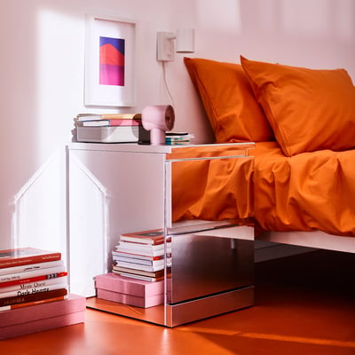 MALM Commode 2 tiroirs, effet miroir, 40x55 cm