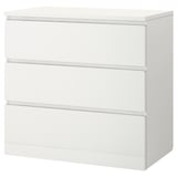MALM Commode 3 tiroirs, blanc, 80x78 cm