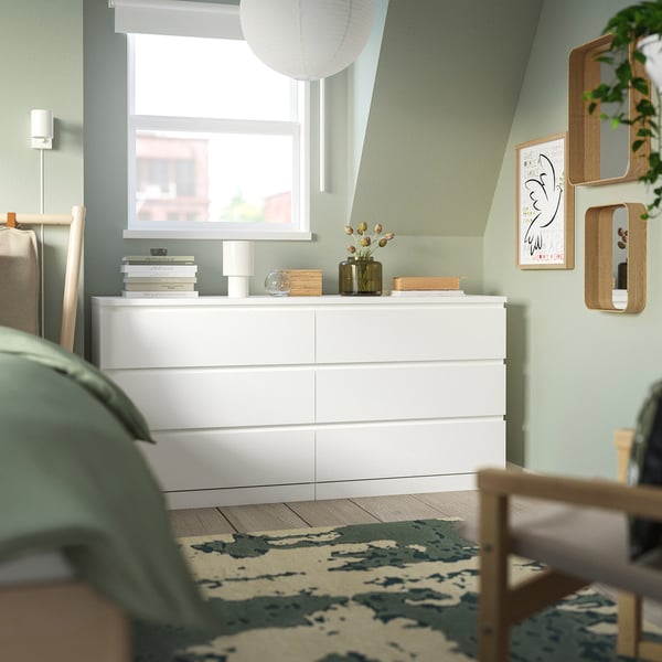 MALM Commode 6 tiroirs, blanc, 160x78 cm