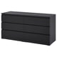 MALM Commode 6 tiroirs, brun noir, 160x78 cm