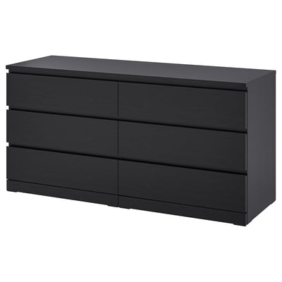 MALM Commode 6 tiroirs, brun noir, 160x78 cm