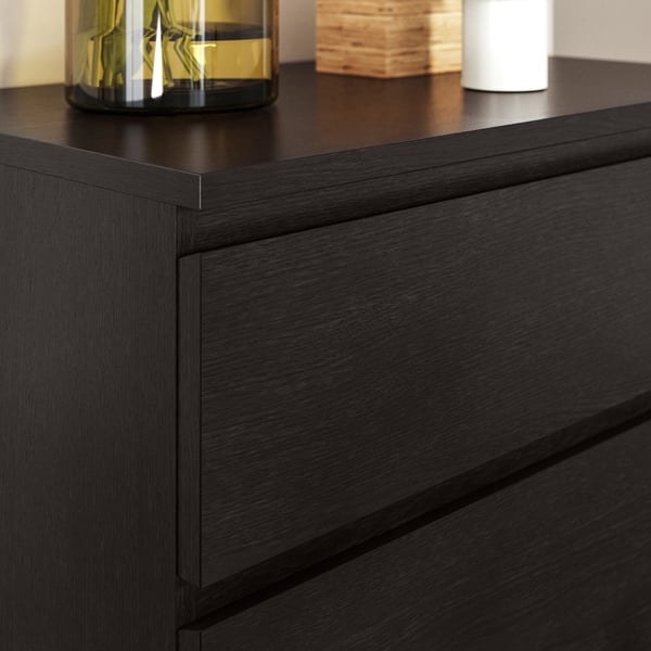 MALM Commode 6 tiroirs, brun noir, 160x78 cm