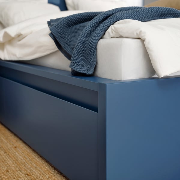 MALM Rangement pr lit haut, bleu, 200 cm