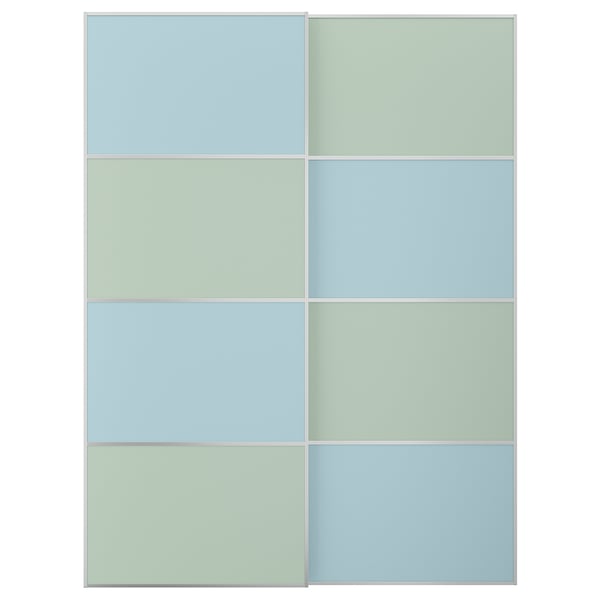 MEHAMN Jeu 2 ptes coul, aluminium double face/bleu clair vert clair, 150x201 cm