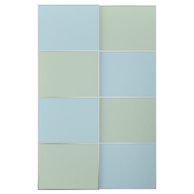 MEHAMN Jeu 2 ptes coul, aluminium double face/bleu clair vert clair, 150x236 cm